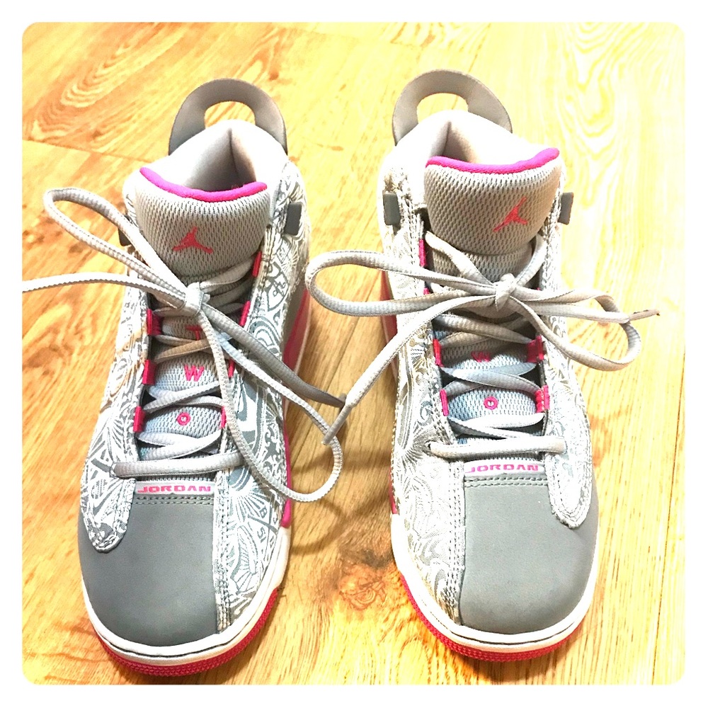 Youth size 6 pink and grey Jordan’s